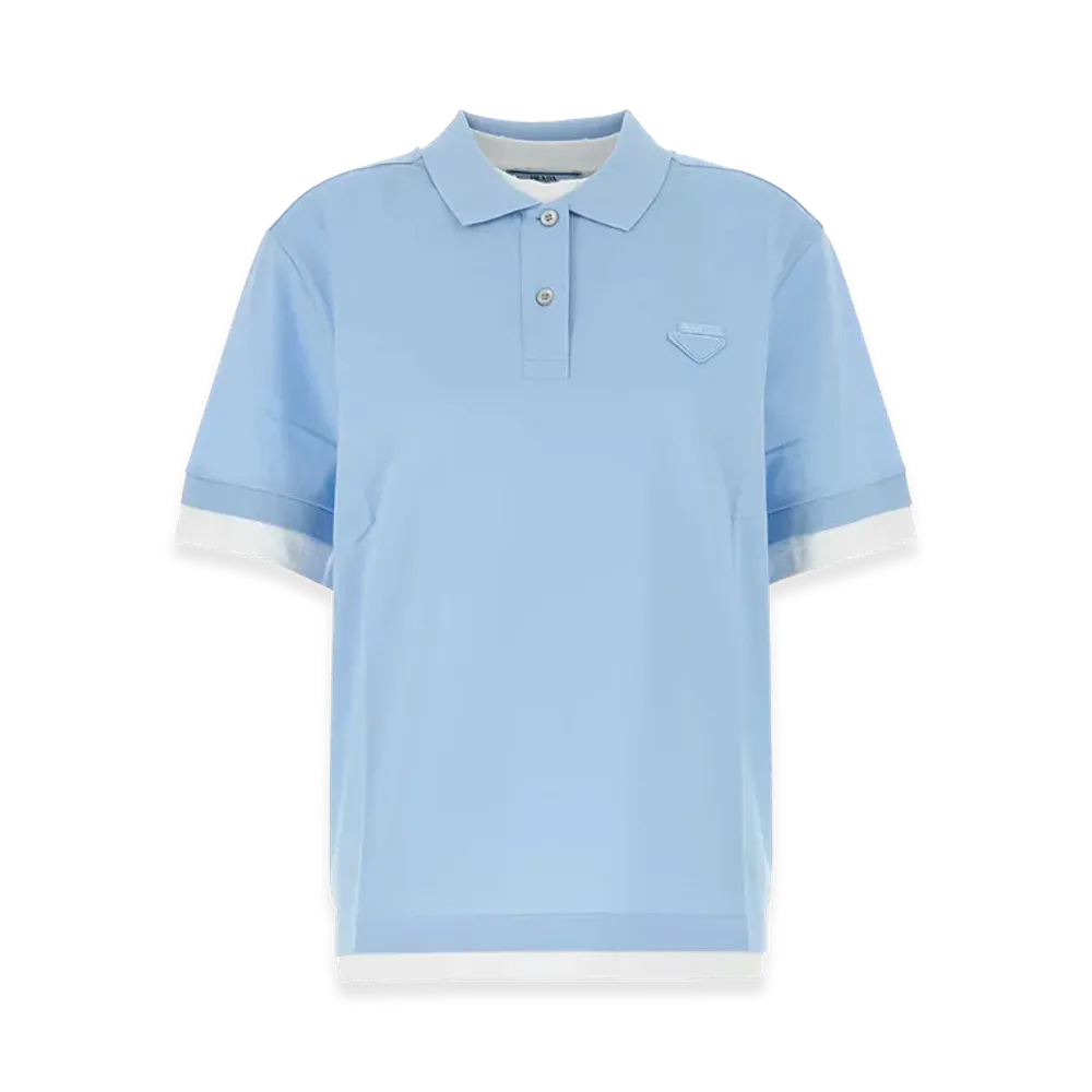 PRADA Women's Piquet Polo Shirt "Light Blue"
