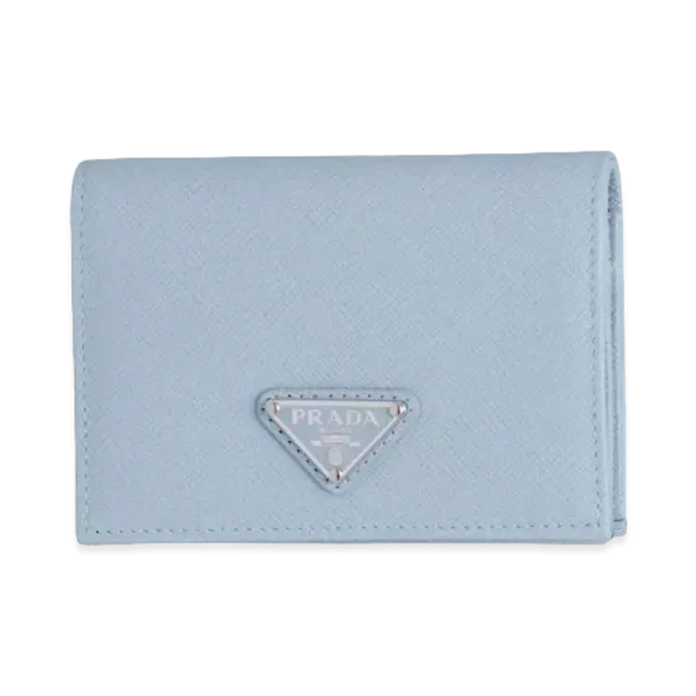 PRADA Small Saffiano Leather Wallet "Pale Blue"
