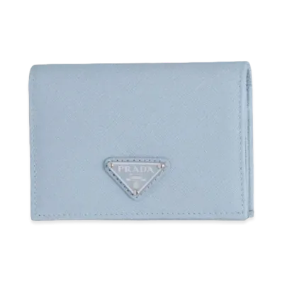 PRADA Small Saffiano Leather Wallet "Pale Blue"
