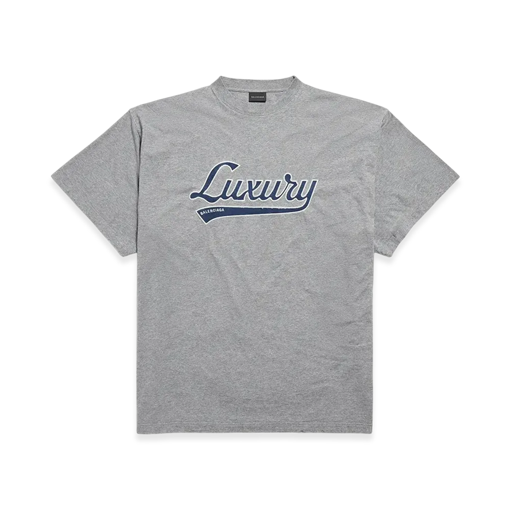 BALENCIAGA Luxury Script Oversize T-shirt "Dark Heather Grey/Blue"