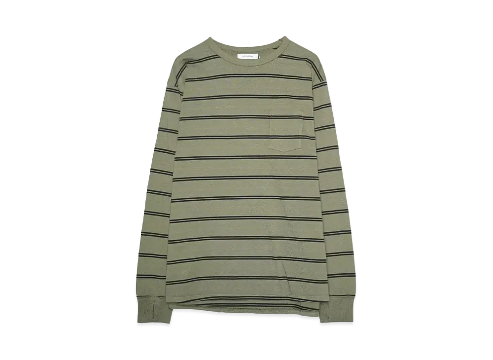 nonnative DWELLER L/S TEE COTTON JERSEY BORDER "KHAKI"