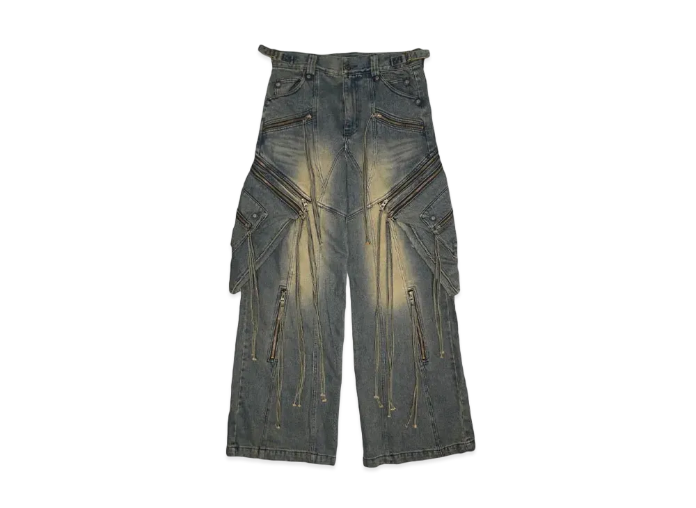 SURGERY oblique cargo jeans "TIN BLUE"