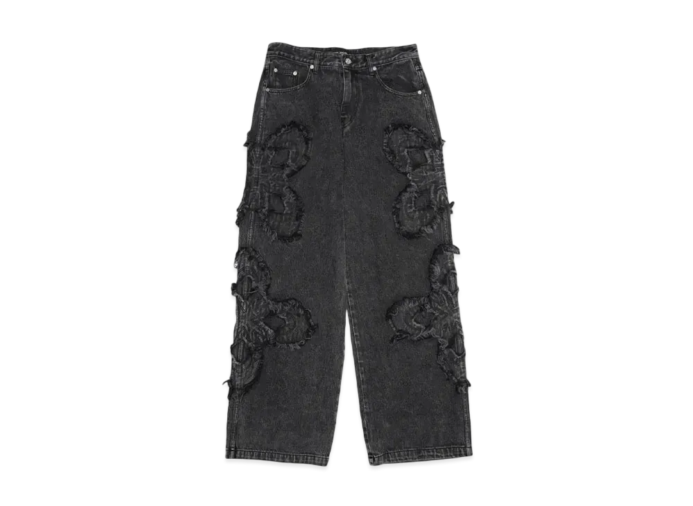 SURGERY clover logo patch jeans "BLACK"