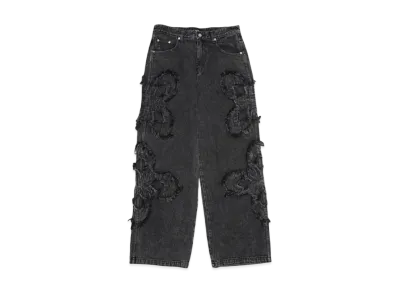 SURGERY clover logo patch jeans "BLACK"