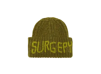 SURGERY hand stitch embroidery logo beanie "OLIVE"