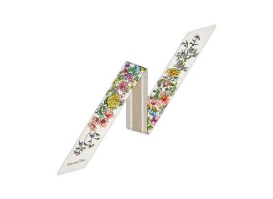 Dior D-Floral Mitzah Scarf Silk Twill "White Multicolor"