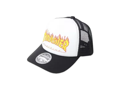 THRASHER Flame Logo Print Cap "White/Black/Yellow"