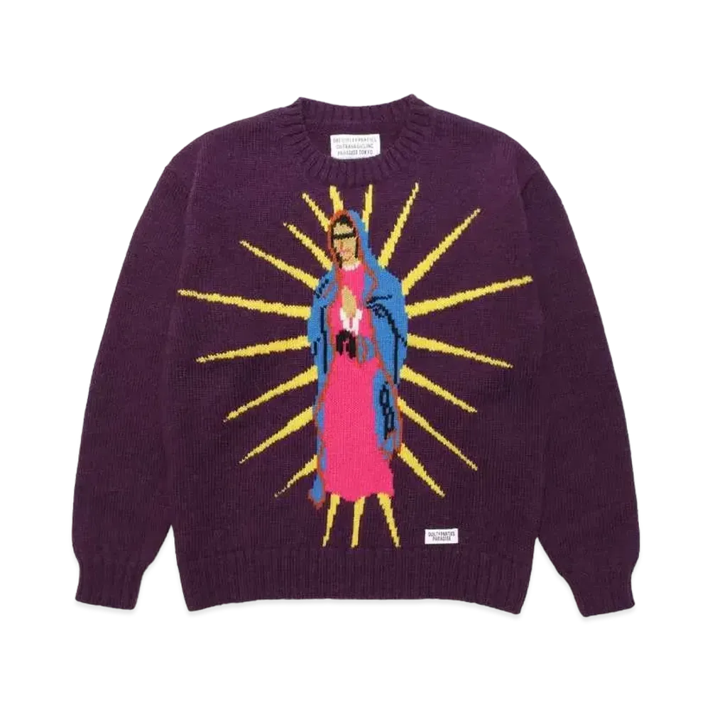 WACKO MARIA KNIT JACQUARD SWEATER "Purple"