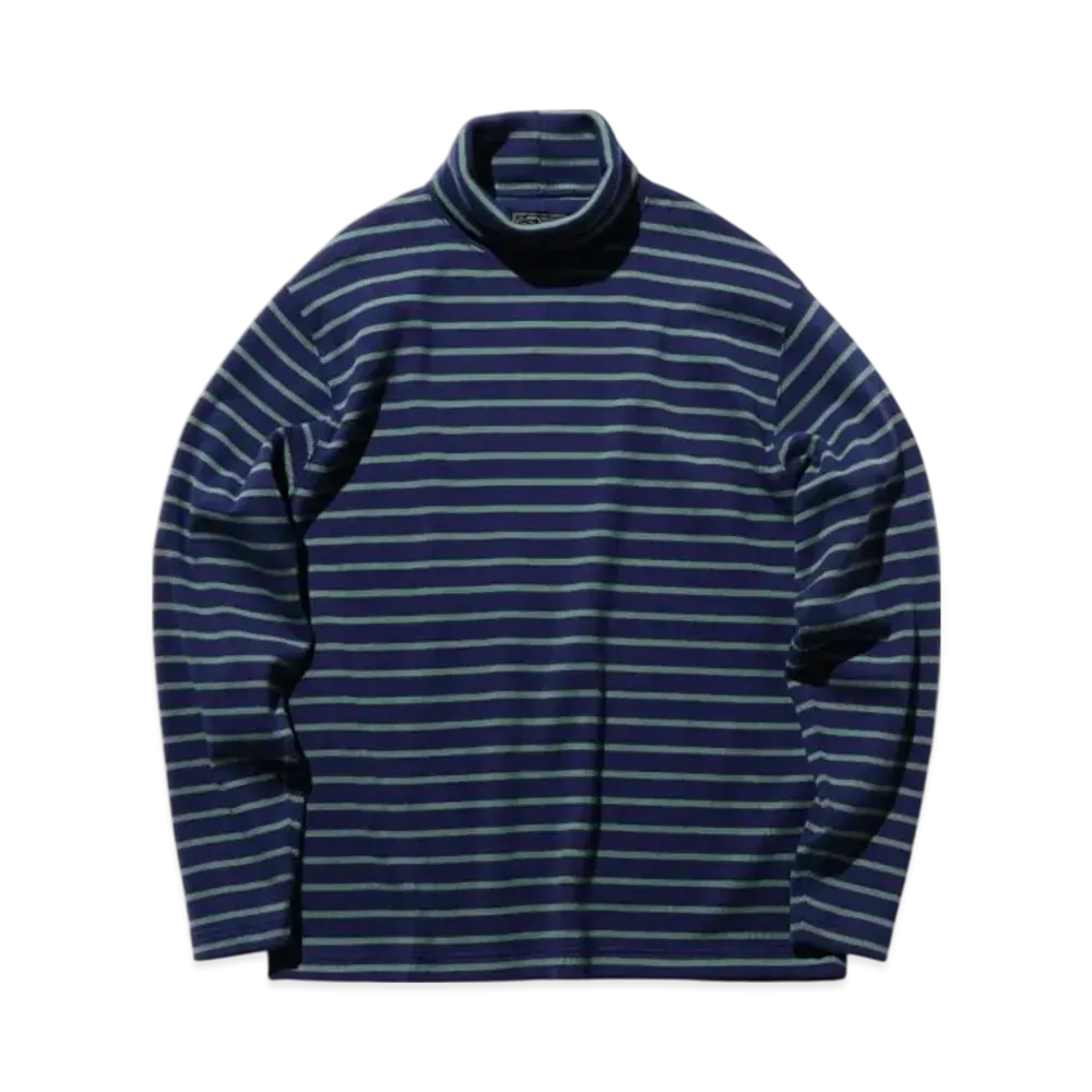 BEAMS High Neck Fraise Stripe "Navy"