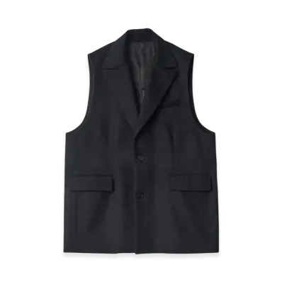 ssstein W/Ca Beaver Back Slash Sleeveless Jacket "Black"