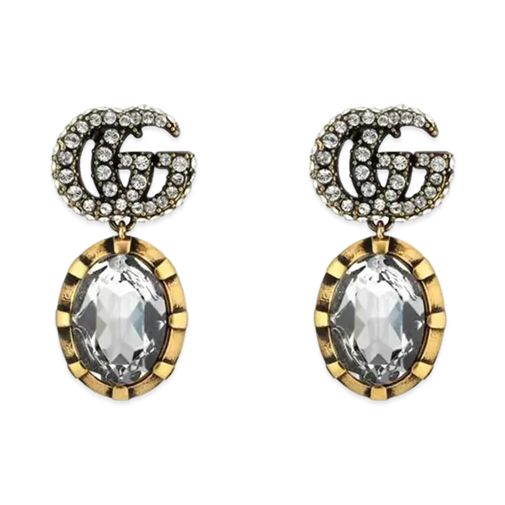GUCCI Double G Earrings With Crystals "Silver"