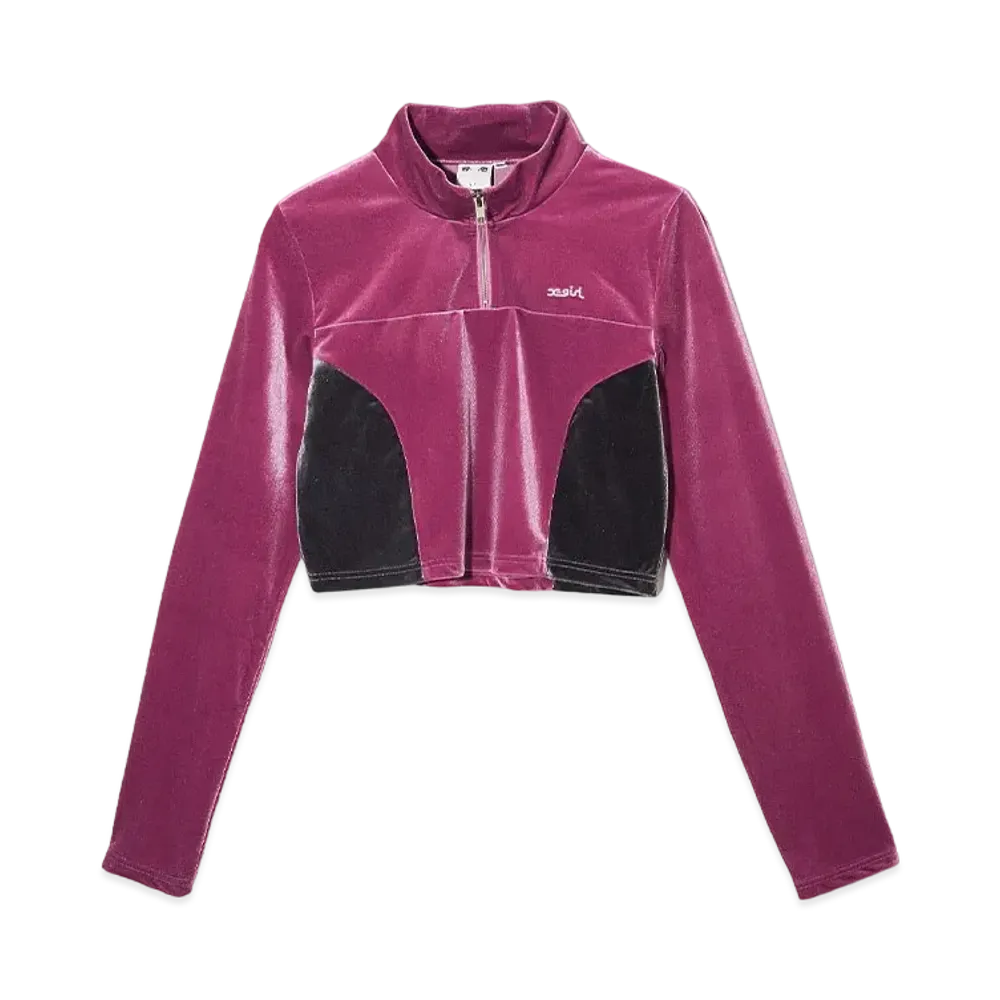 X-Girl Velour Half Zip Top "Pink"
