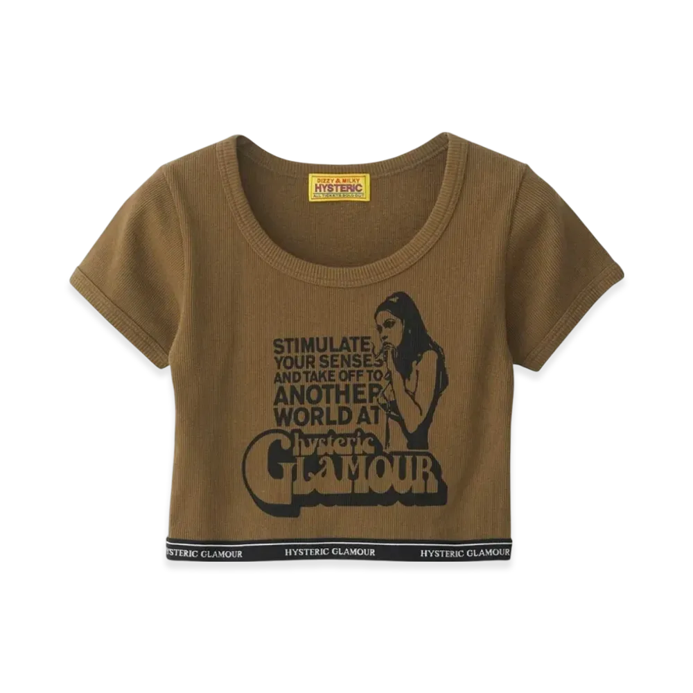 HYSTERIC GLAMOUR Smoking Girl Chibi T-Shirt "Khaki"