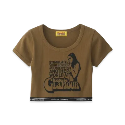 HYSTERIC GLAMOUR Smoking Girl Chibi T-Shirt "Khaki"