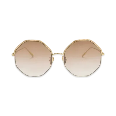 CHARLES & KEITH Hexagonal Wire Frame Sunglasses "Cream"