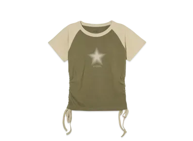 X-Girl Dotted Star S/S Ragran Baby Top "Olive"