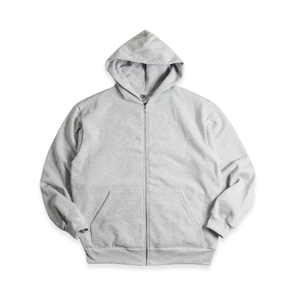 Los Angeles Apparel 14OZ Heavy Fleece Zip-Up Hooded Sweatshirt Piece Dye "Ash Grey"