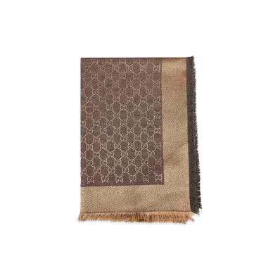 GUCCI Women's Wool And Silk Shawl GG "Printed"
