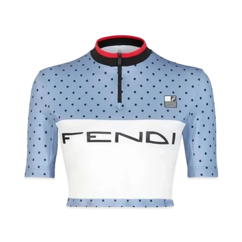 FENDI Top Polka Dot Lycra ® Top "Light Blue"