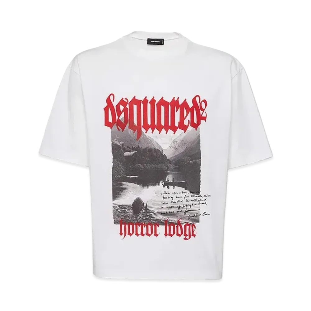 Dsquared2 Gothic Print Loose Fit T-shirt "White"