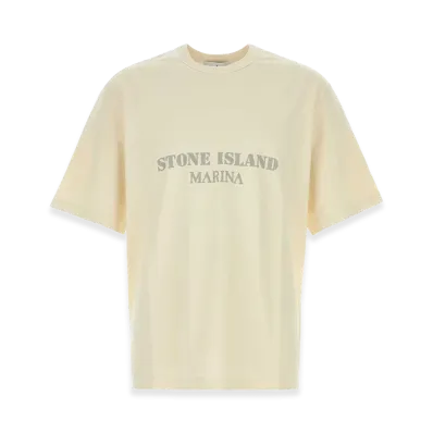 Stone Island Cotton T-Shirt "Cream/White"