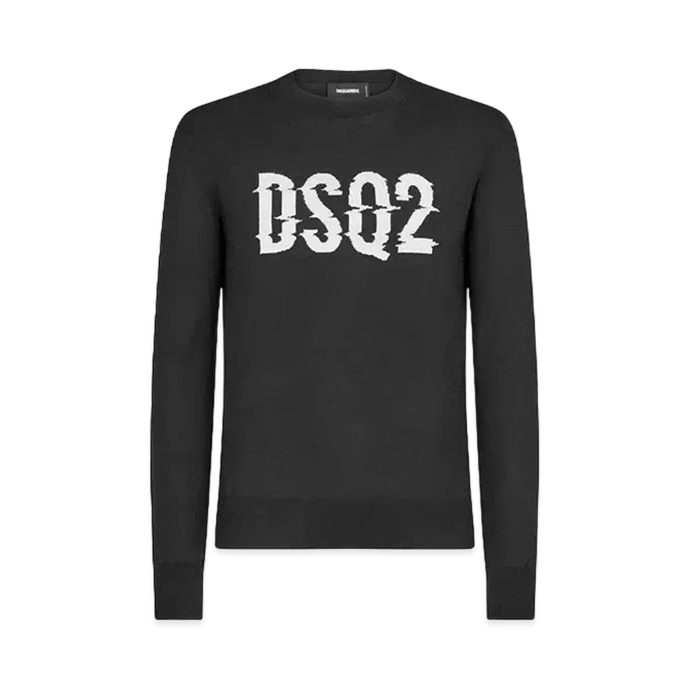 Dsquared2 Dsq2 Intarsia Knit Crewneck Pullover "Black/White"