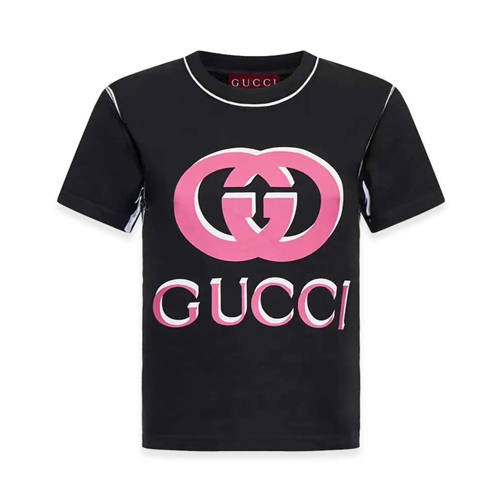GUCCI Women's Logo Print T-Shirt "Black"