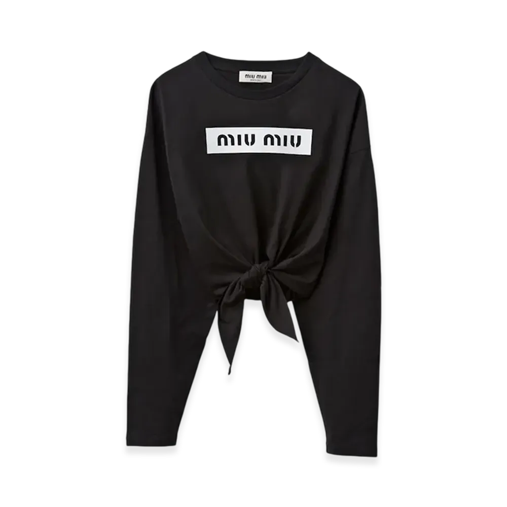 MIU MIU Women's Printed Cotton Jersey T-Shirt "Black"