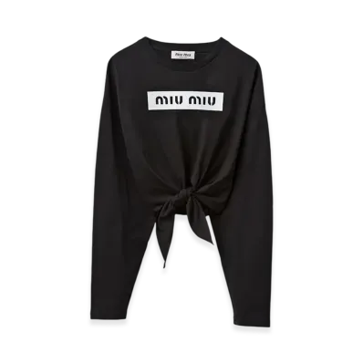 MIU MIU Women's Printed Cotton Jersey T-Shirt "Black"