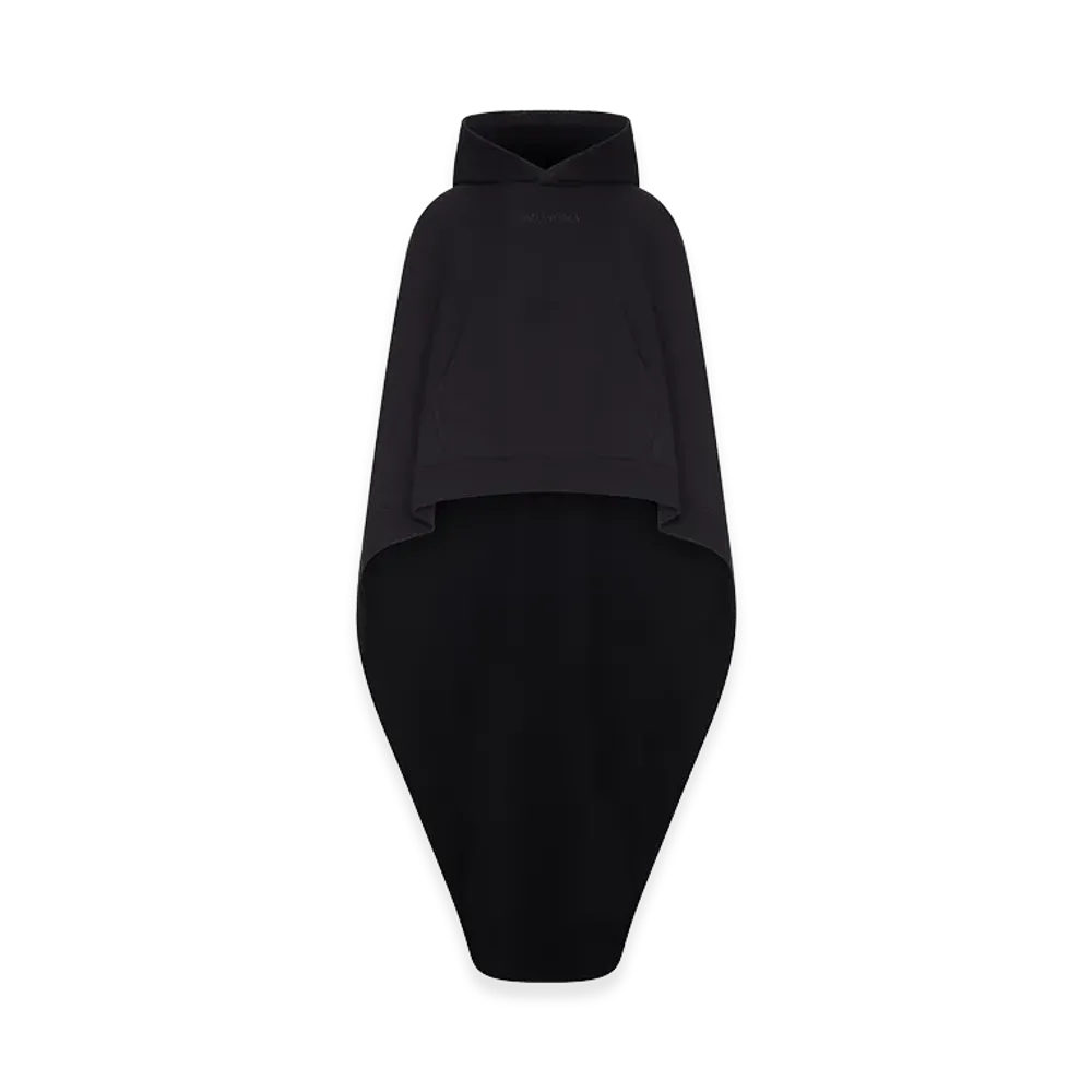 BALENCIAGA Women's Oversized Asymmetric Hooded Sweatshirt Cape "Black"