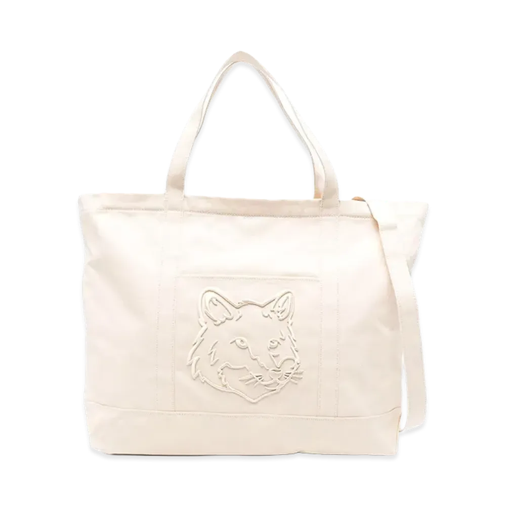 Maison Kitsune Women's Fox Head Xl Canvas Tote "Beige"