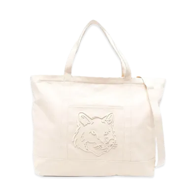 Maison Kitsune Women's Fox Head Xl Canvas Tote "Beige"