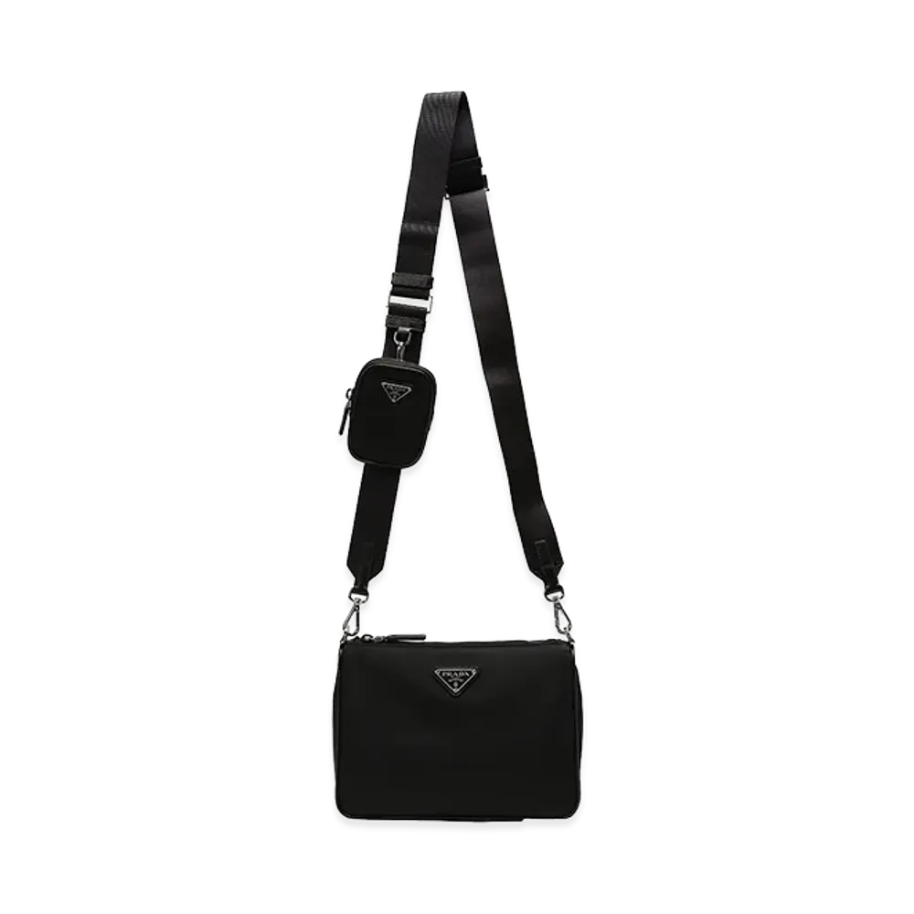 PRADA Triangle Logo Re-Nylon Saffiano Leather Shoulder Bag Tessuto Saffiano "Black"