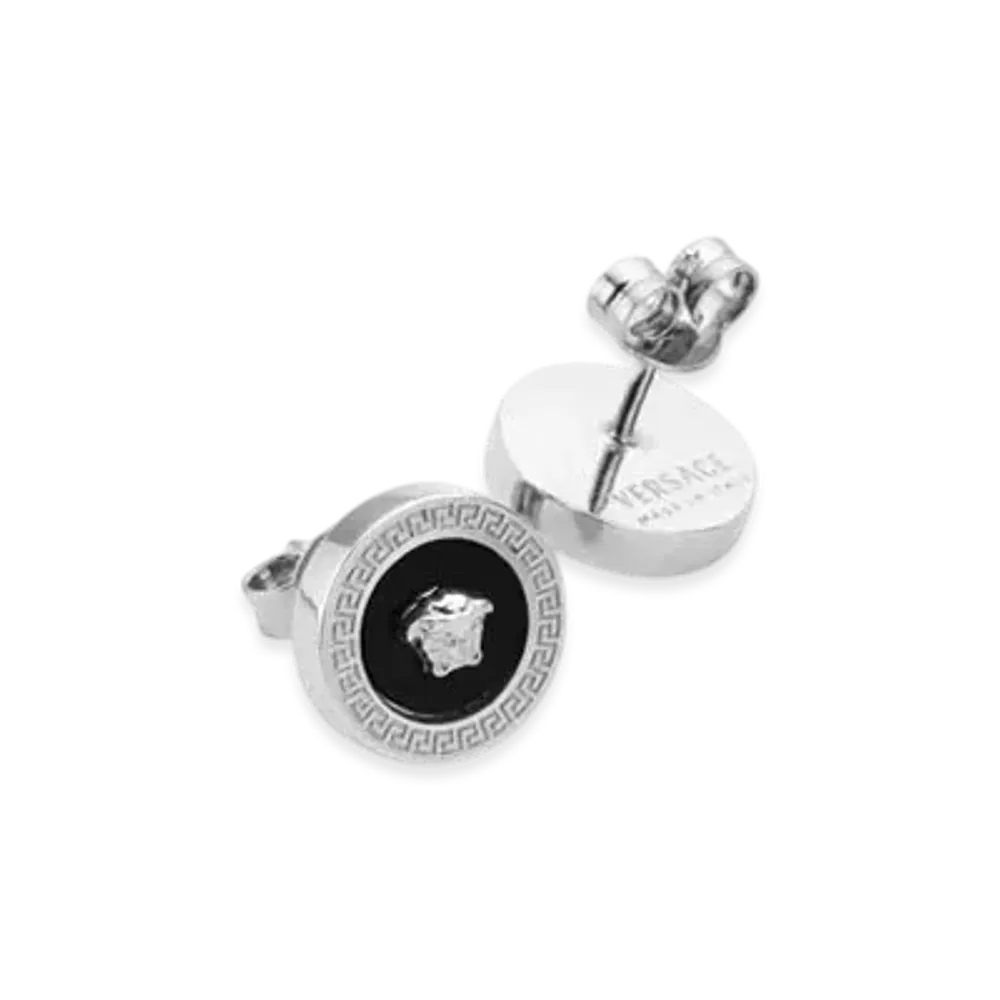 Versace Enamel Medusa Stud Earrings "Silver"
