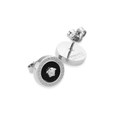 Versace Enamel Medusa Stud Earrings "Silver"