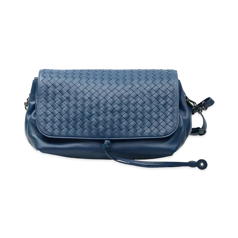 Bottega Veneta Lambskin Crossbody Bag "Blue"