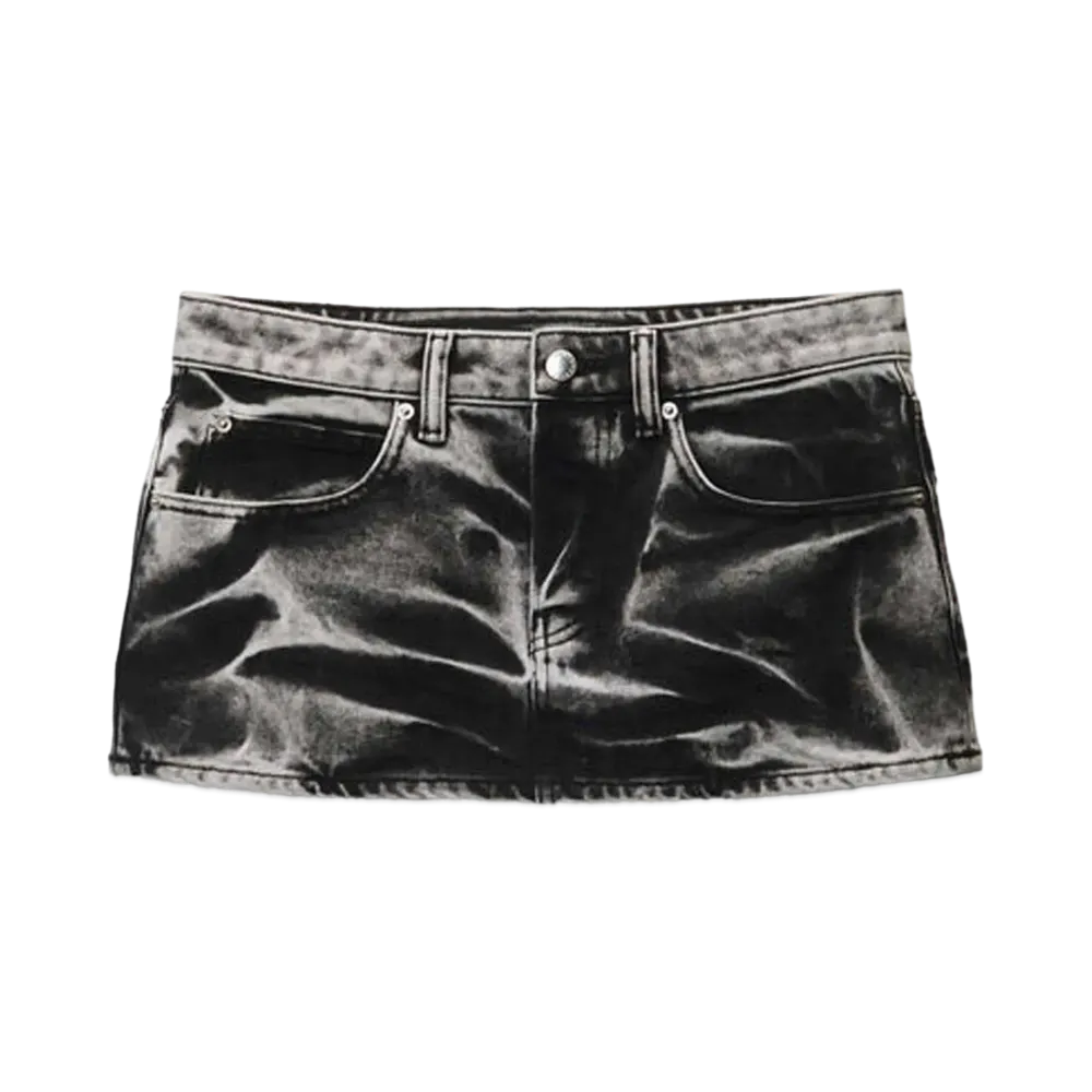 Alexander Wang Cotton Acid Wash Mini Skirt "Black Acid Crush"