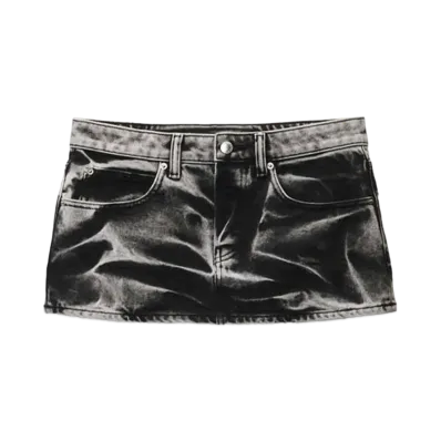 Alexander Wang Cotton Acid Wash Mini Skirt "Black Acid Crush"