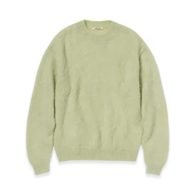 AURALEE Brushed Super Kid Mohair Knit P/O "Light Khaki"