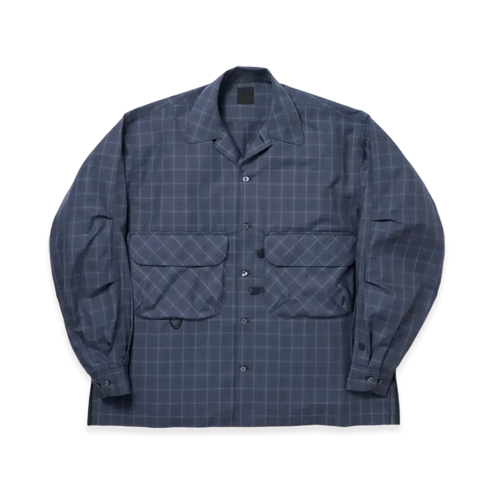 DAIWA PIER39 Tech Sports Open Collar Shirt L/S Nova Check "Navy"