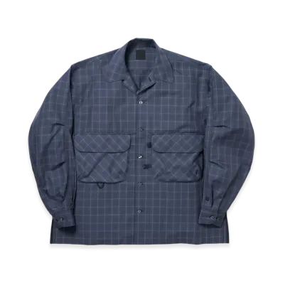 DAIWA PIER39 Tech Sports Open Collar Shirt L/S Nova Check "Navy"