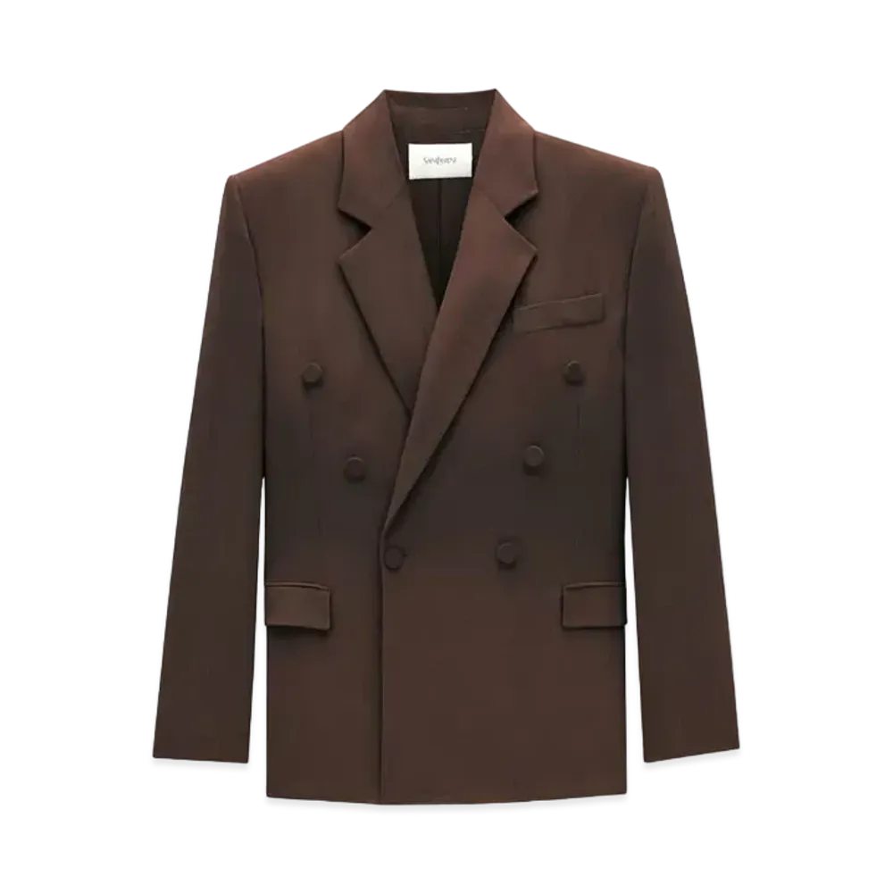 Saint Laurent Women's Jacket in Silk Crepe "Marron"