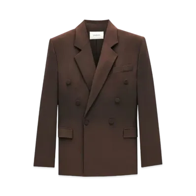 Saint Laurent Women's Jacket in Silk Crepe "Marron"