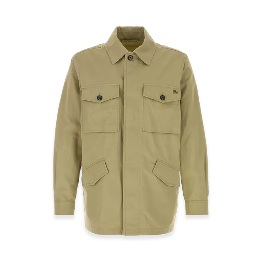 Burberry Cotton Bradmore Overcoat "Beige/Sage Green"