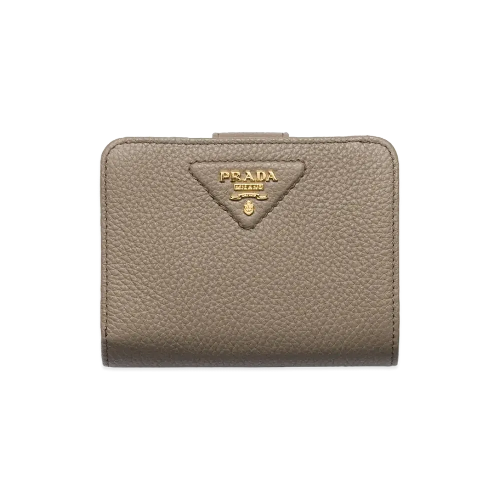 PRADA Vitello Daino Leather Wallet "Clay Grey"