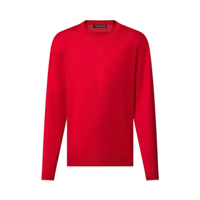 Louis Vuitton LV Embossed Cashmere Crewneck "Sari Red"