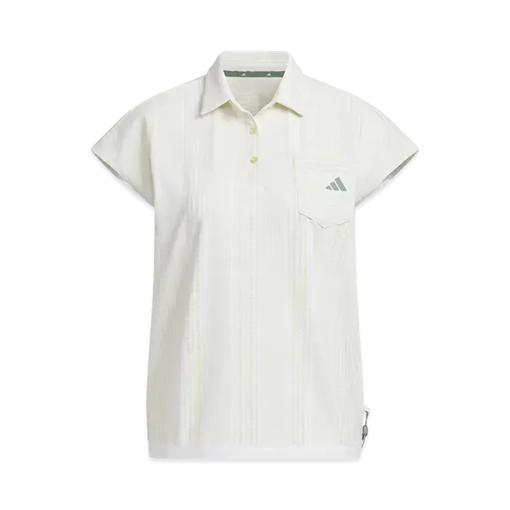 adidas Golf Seersucker Short Sleeve Polo Shirt "Powder Yellow"