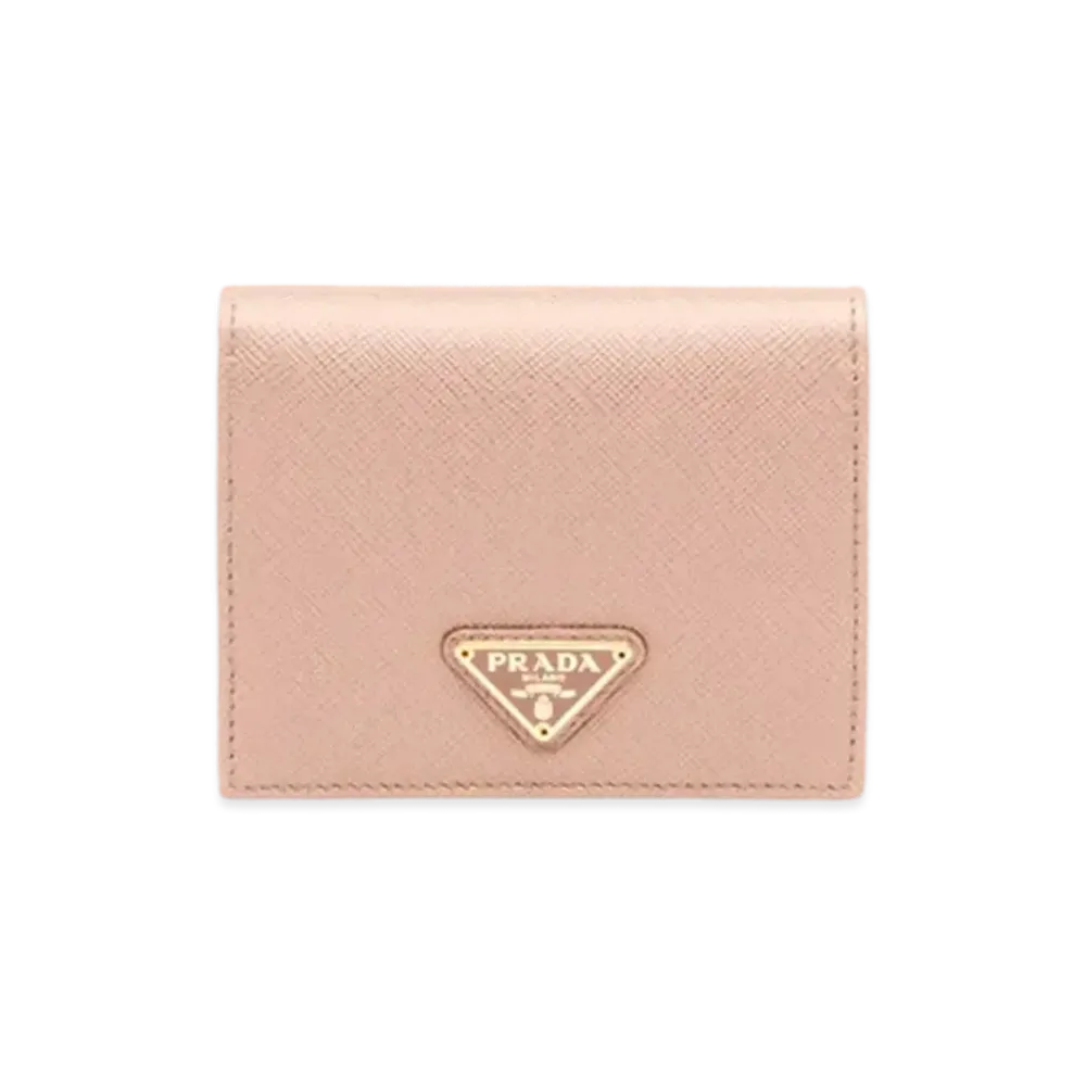 PRADA Small Saffiano Leather Wallet "Pink Beige"