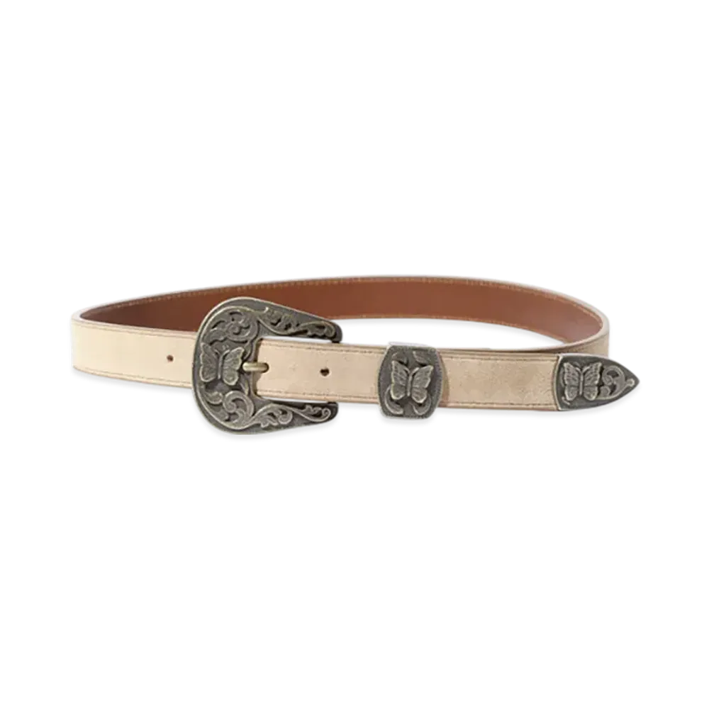 NEEDLES Papillon Western Tip Belt - Suede "White"