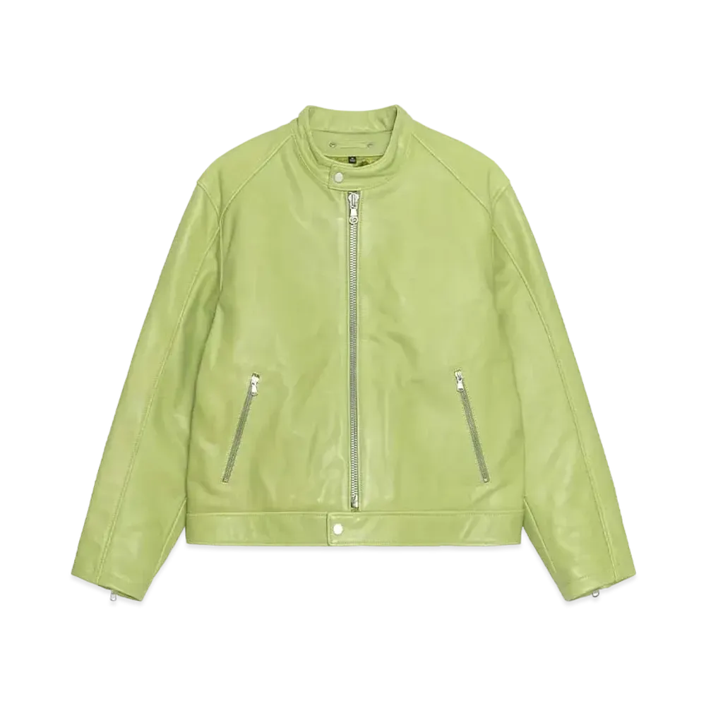 Stussy Cafe Racer Jacket Leather "Lime" (FA24)